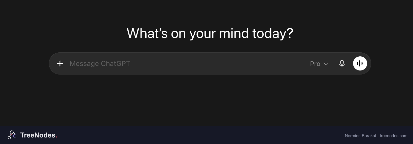 ChatGPT start screen with Pro selected in the message bar