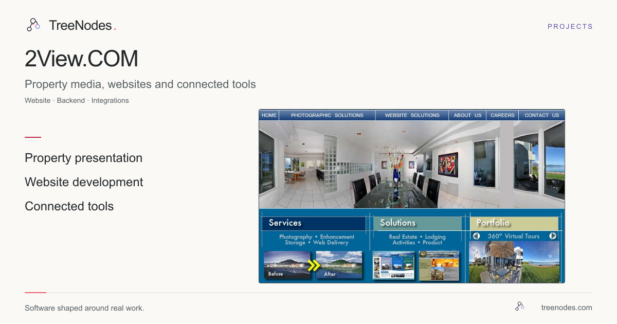 Archived 2View.COM website showing property photography, website services and virtual tours