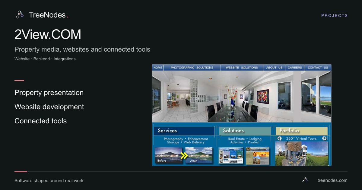 Archived 2View.COM website showing property photography, website services and virtual tours